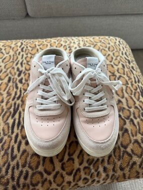 rag & bone Blush Pink Leather & Cream Suede Low-Top Sneakers
